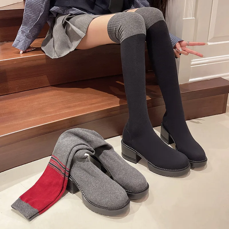 2025年新作 レディースシューズ ハイブーツ 秋冬 女性用 - Knee High Sock Women のレビューと価格