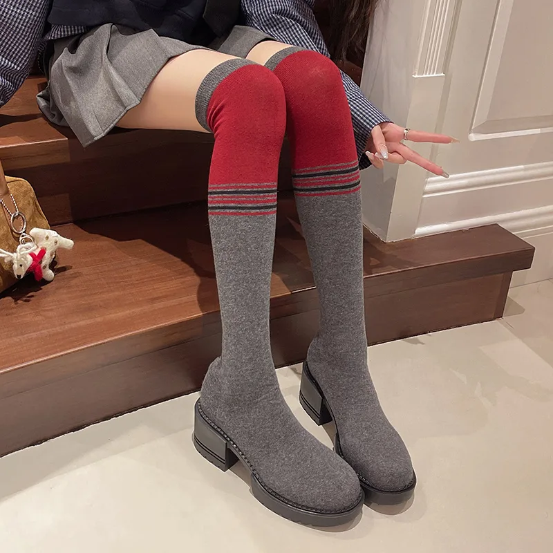2025年新作 レディースシューズ ハイブーツ 秋冬 女性用 - Knee High Sock Women のレビューと価格
