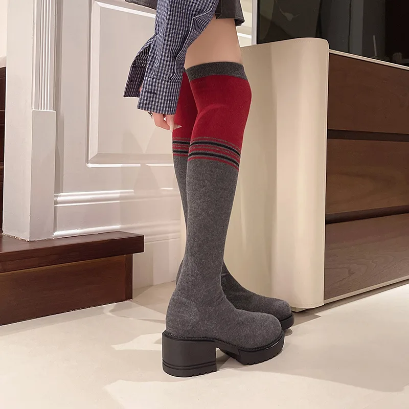 2025年新作 レディースシューズ ハイブーツ 秋冬 女性用 - Knee High Sock Women のレビューと価格