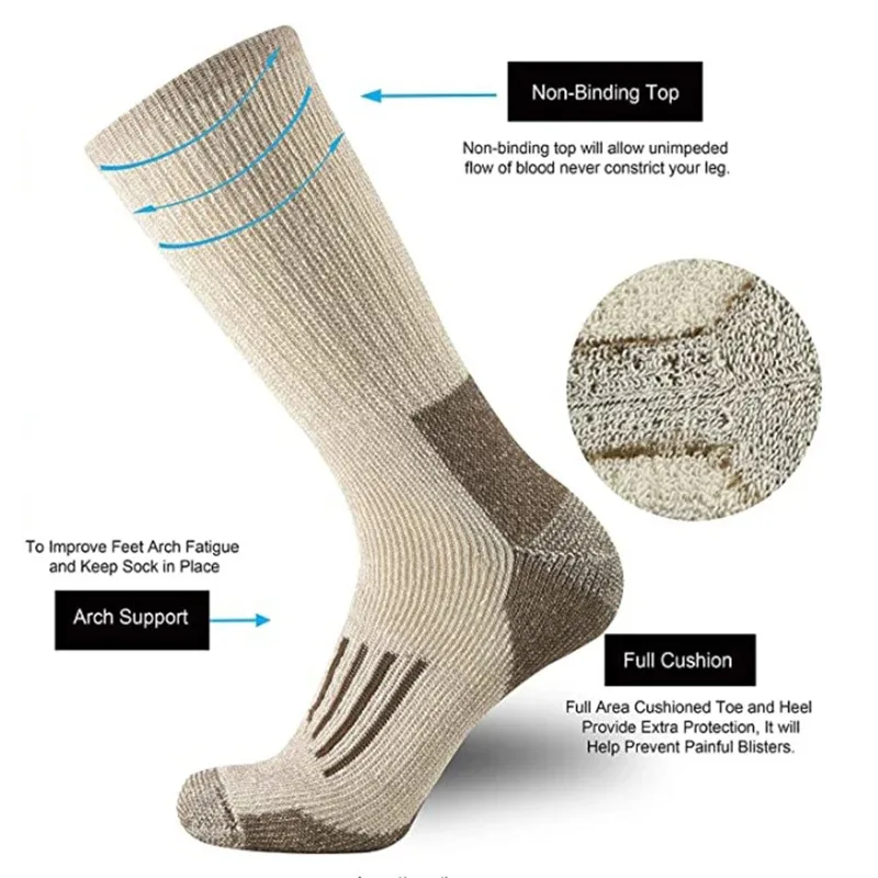 80% ウール靴下厚み暖かいハイキングクッションクルーソック - Wool Hiking Sock のレビューと価格