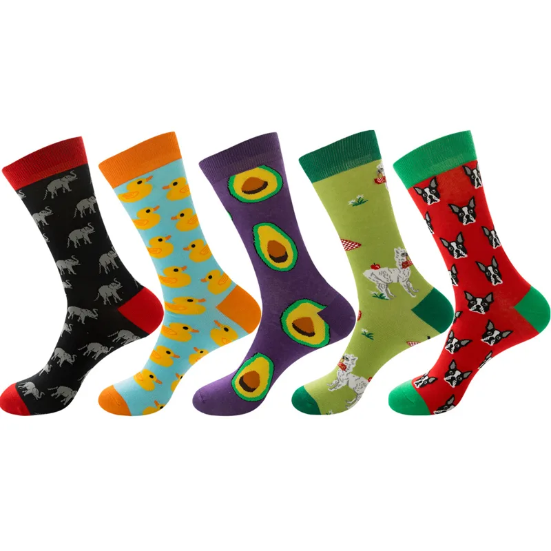 男性と女性のための動物と果物のデザインの綿の靴下,ユニセック - Cotton Crew Sock Pack のレビューと価格