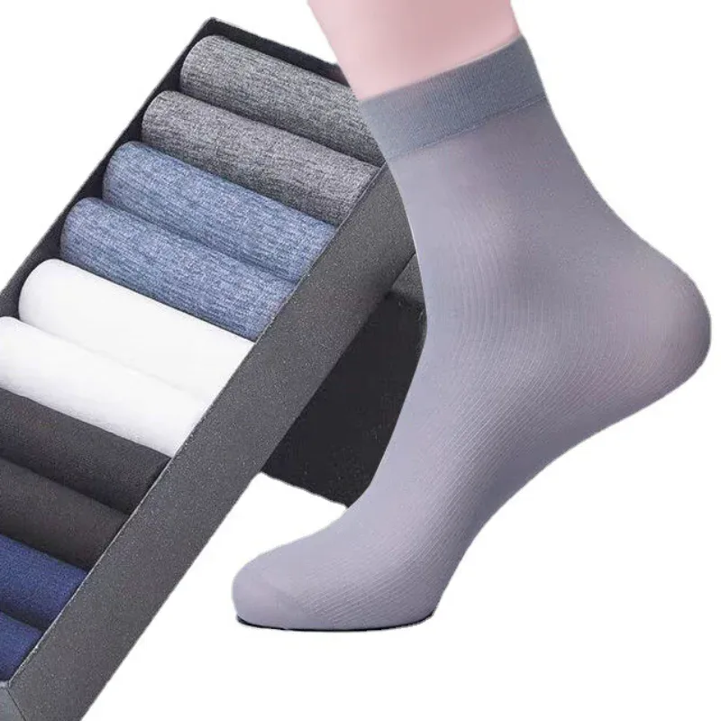 10 ペア男性靴下夏超薄型ストライプ通気性靴下アイスシルク竹 - Silk Sock Bamboo のレビューと価格