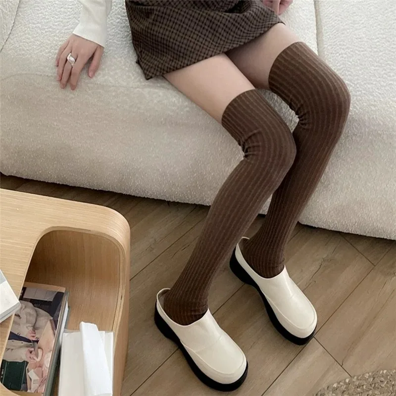 女性用オーバーザニーソックス 縦縞無地 サイハイストッキング - Thigh High Sock Stay Up のレビューと価格