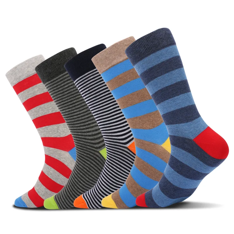 メンズカラフルストライプコーマ綿ソックス、ノベルティソックス - Cotton Crew Sock Pack のレビューと価格