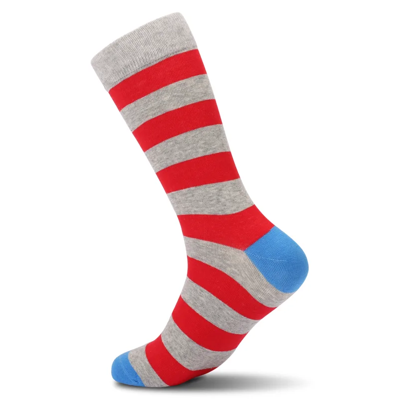 メンズカラフルストライプコーマ綿ソックス、ノベルティソックス - Cotton Crew Sock Pack のレビューと価格