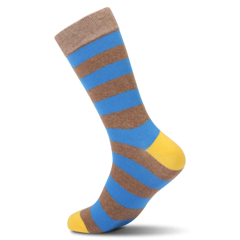メンズカラフルストライプコーマ綿ソックス、ノベルティソックス - Cotton Crew Sock Pack のレビューと価格