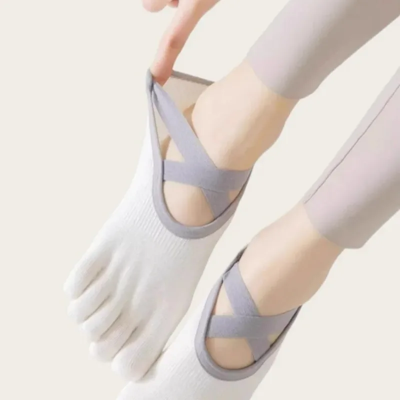 1 ペアの女性用ヨガソックス 5 本指分割デザインの滑り止め - Toe Sock Split のレビューと価格