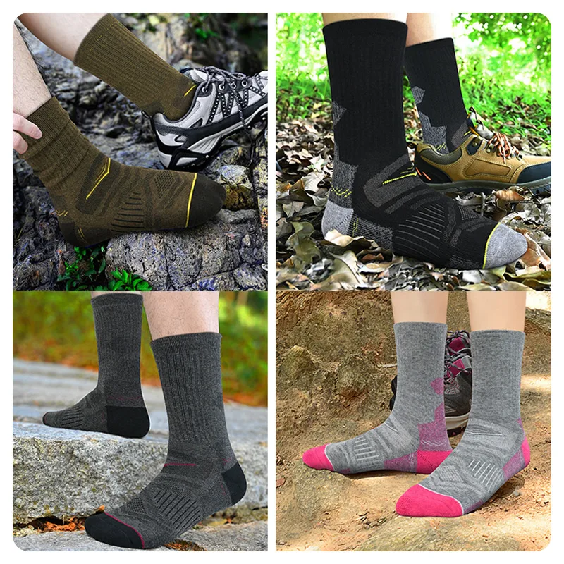 アウトドアハイキングメリノウールソックス男性女性用厚いテリー - Wool Hiking Sock のレビューと価格