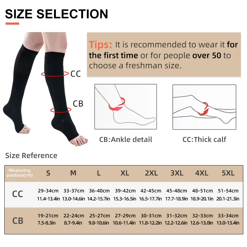 医療用コンプレッションレッグソックス,通気性のある静脈瘤,1 - Compression Sleeve Calf のレビューと価格